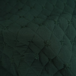 Double Gauze Quilt with Forest Green Floral Embroidery - Maison Klem