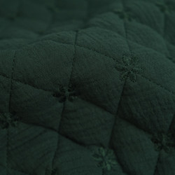 Double Gauze Quilt with Forest Green Floral Embroidery - Maison Klem