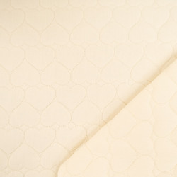 Double Gauze Quilted Blanket with Heart Embroidery, Natural Ecru - Maison Klem