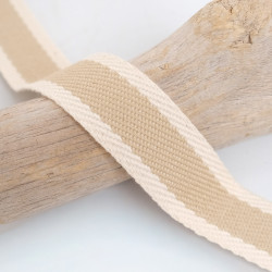 30mm Natural Striped Linen-Look Cotton Webbing - Maison Klem