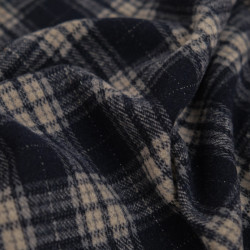 Maille Douce Carreaux Marine Lurex Argent - Maison Klem