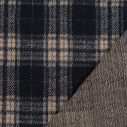Maille Douce Carreaux Marine Lurex Argent - Maison Klem