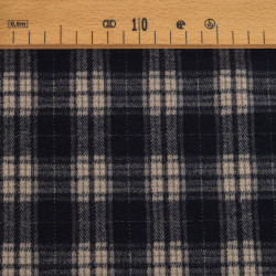 Jersey suave a cuadros azul marino con lurex plateado - Maison Klem