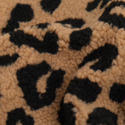 Tessuto Sherpa Maxi con motivo leopardato nero e caramello - Maison Klem