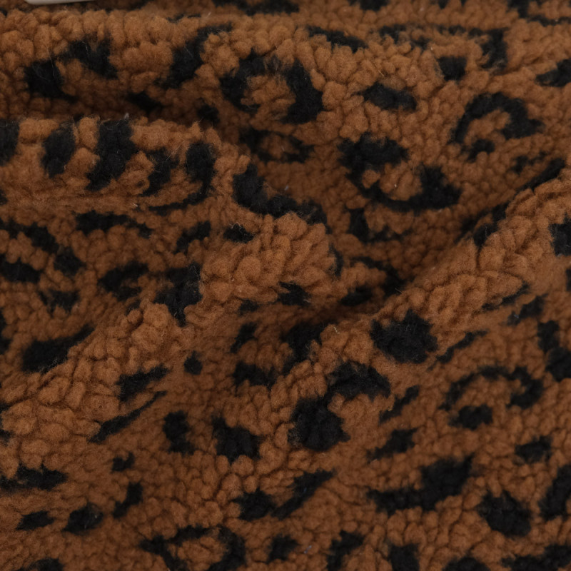 Tissu Sherpa Mini Léopard Marron - Maison Klem