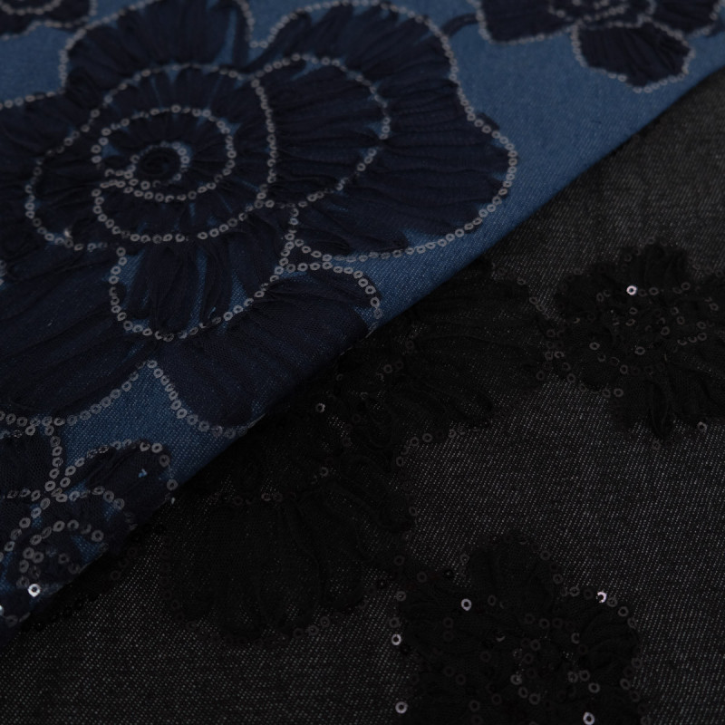 Jeans mit Stickerei, Tüll und Pailletten – Sam – Maison Klem
