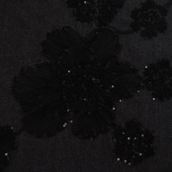 Schwarze Jeans mit Stickerei, Tüll und Pailletten – Sam – Maison Klem