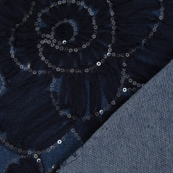 Jeans mit Stickerei, Tüll und Pailletten in Indigo – Sam – Maison Klem