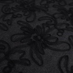 Jean con ricamo in tulle Flora Nero - Maison Klem