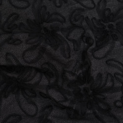 Jean con ricamo in tulle Flora Nero - Maison Klem