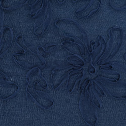 Jean con ricamo in tulle Flora blu medio - Maison Klem