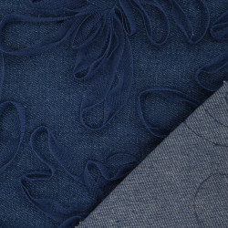 Jean con ricamo in tulle Flora blu medio - Maison Klem