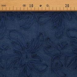 Jean con ricamo in tulle Flora blu medio - Maison Klem