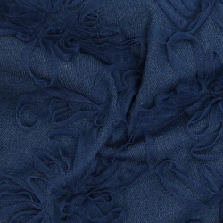 Jean con ricamo in tulle Flora blu medio - Maison Klem