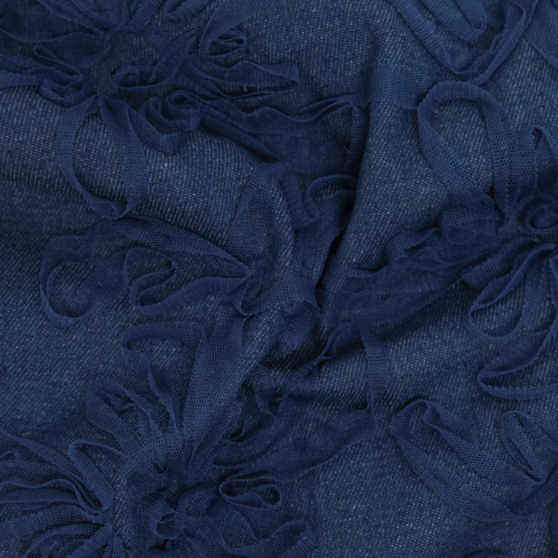 Jean con ricamo in tulle Flora blu medio - Maison Klem