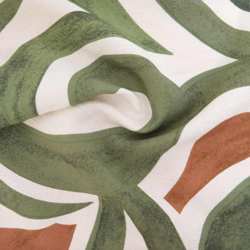 Viscose-mix met print, Solene, kaki en brons - Maison Klem