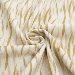 Viscosa e lino stampato Indiana verde e beige - Maison Klem