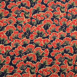 Red and Navy Palma Print Blended Viscose - Maison Klem