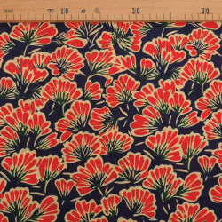 Red and Navy Palma Print Blended Viscose - Maison Klem
