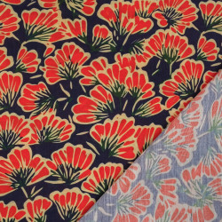 Red and Navy Palma Print Blended Viscose - Maison Klem