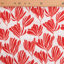 Viscose-mix met Romie-print, rood en ecru - Maison Klem