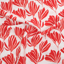 Viscose-mix met Romie-print, rood en ecru - Maison Klem