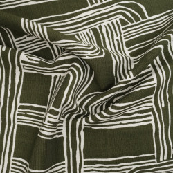 Viscose-mix met print, Méline, kaki - Maison Klem