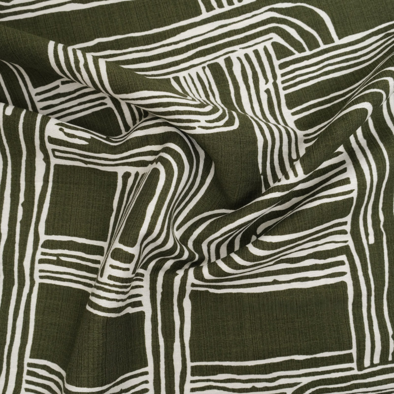 Viscose-mix met print, Méline, kaki - Maison Klem