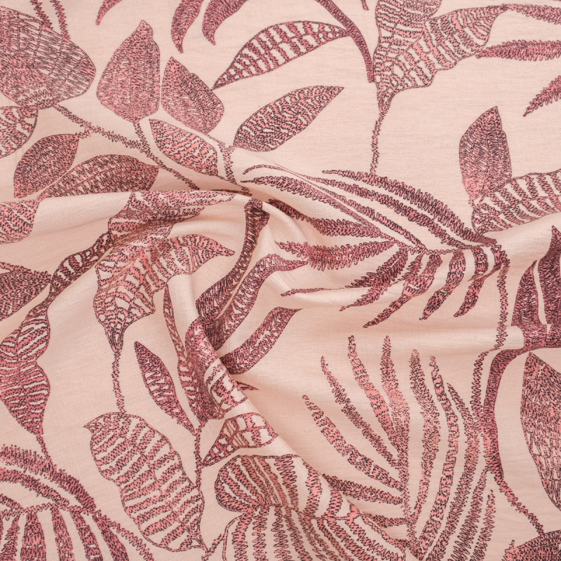 Mezcla de viscosa con estampado «Marie Rose», color crudo rosado - Maison Klem