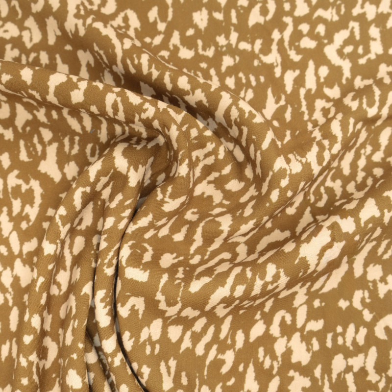 Popeline de Viscose Imprimée Léopard Coffee - Maison Klem