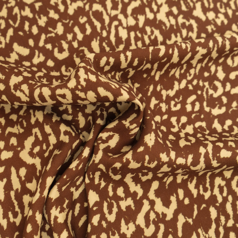Popeline de Viscose Imprimée Léopard Cacao - Maison Klem
