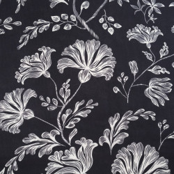 Popeline di viscosa stampato "Victoire" nero e bianco - Maison Klem
