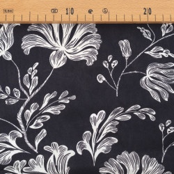Bedrukte viscose-popeline met Victoire-print, zwart-wit - Maison Klem