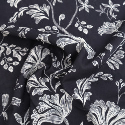 Bedrukte viscose-popeline met Victoire-print, zwart-wit - Maison Klem