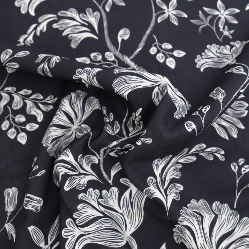 Black and White "Victoire" Printed Viscose Poplin - Maison Klem