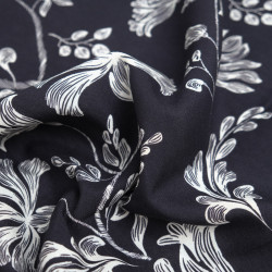 Popeline di viscosa stampato "Victoire" nero e bianco - Maison Klem