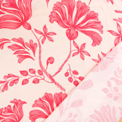Bedruckter Viskose-Popeline „Victoire“ in Rot, Beige und Rosa – Maison Klem