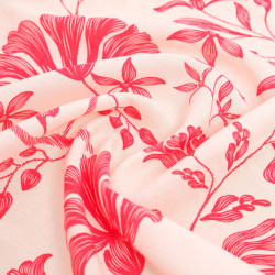 Bedruckter Viskose-Popeline „Victoire“ in Rot, Beige und Rosa – Maison Klem