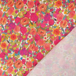 Popeline de Viscose Imprimée Tania Fuchsia Orange - Maison Klem