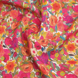Tania Fuchsia-Orange Printed Viscose Poplin - Maison Klem