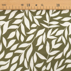 Popeline di viscosa stampato Manon color kaki e écru - Maison Klem