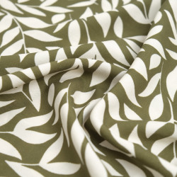 Popeline de Viscose Imprimée Manon Kaki Ecru - Maison Klem