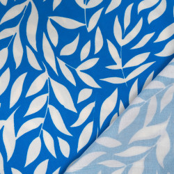 Popelina de viscosa estampada «Manon», azul y crudo - Maison Klem