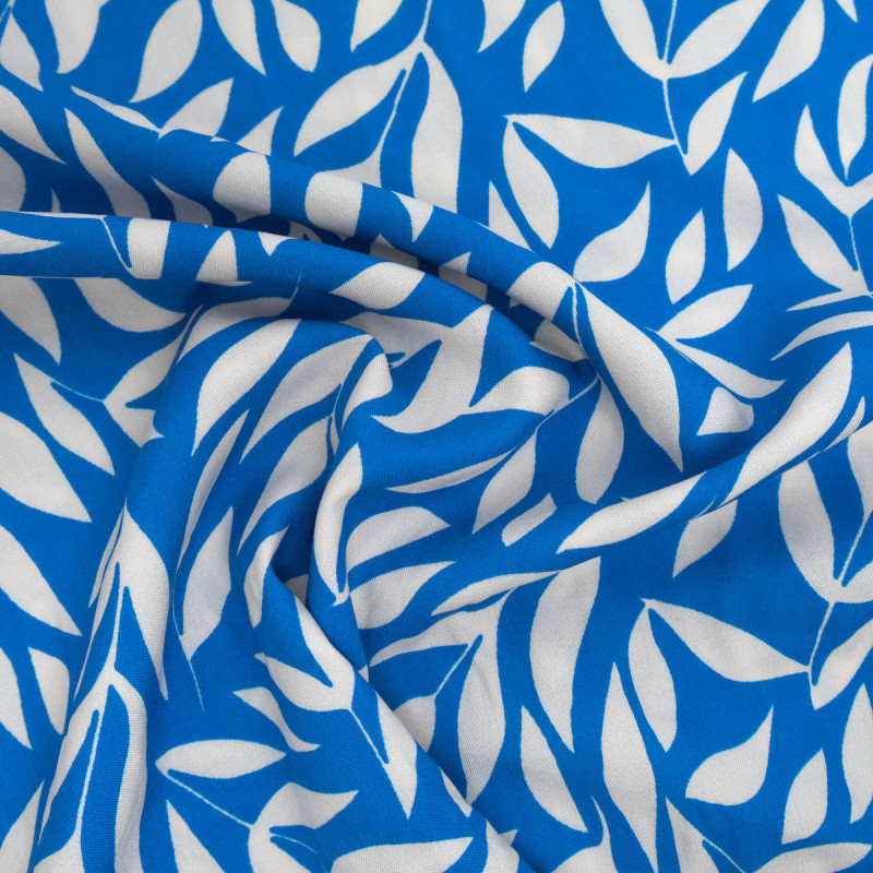 Manon Blue and Ecru Printed Viscose Poplin - Maison Klem