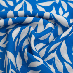 Popeline de Viscose Imprimée Manon Bleu Ecru - Maison Klem