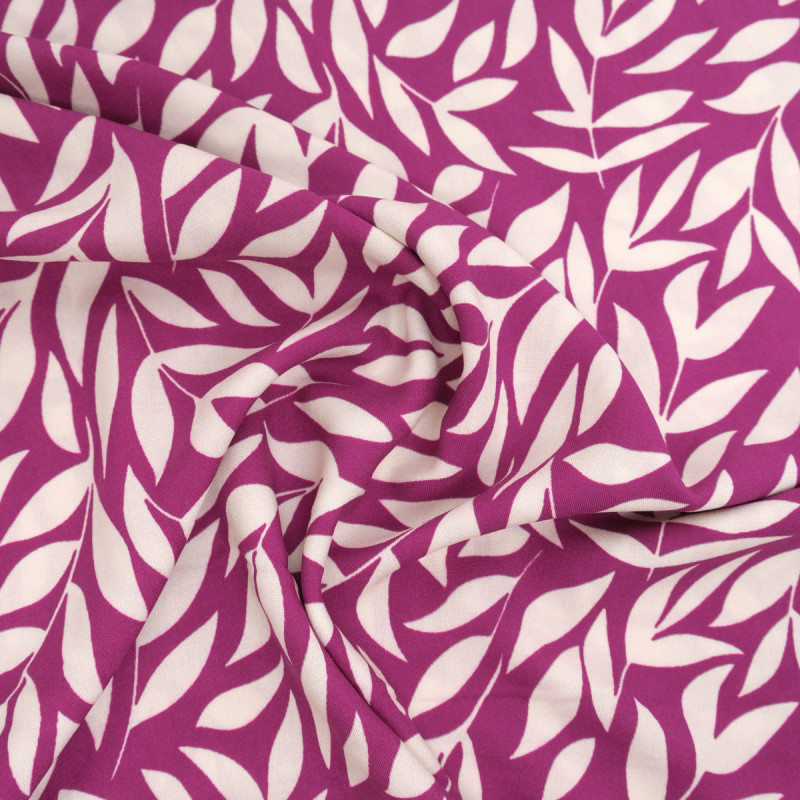 Popeline de Viscose Imprimée Manon Prune Ecru - Maison Klem