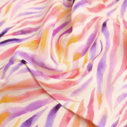 Popeline de Viscose Imprimée Zebra Violet Rose - Maison Klem