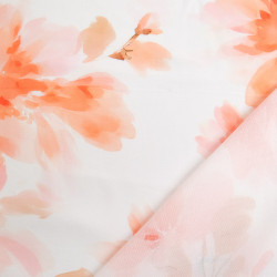 Popeline de Viscose Imprimée Aquarela Corail - Maison Klem