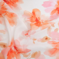 Popeline de Viscose Imprimée Aquarela Corail - Maison Klem