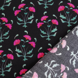 Anna Fuchsia Black Printed Viscose Poplin - Maison Klem